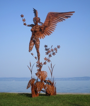 Syrinx statuette rusty iron
